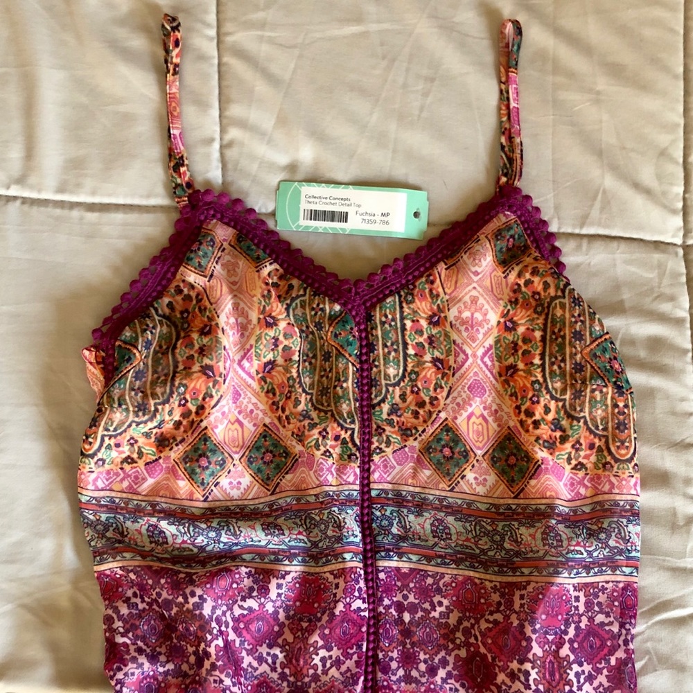 Fuchsia Spaghetti Strap Tank - Picture 2 of 3